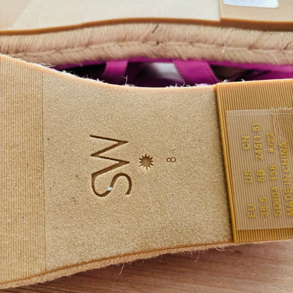 Stuart Weitzman 32MM Espadrille‎ Platform Sandals Pink Tan Chic Tie Up